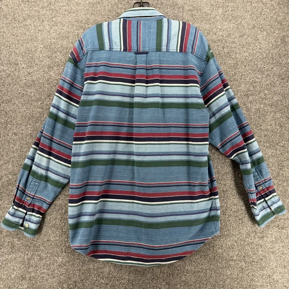 Vintage Knights of Round Table Shirt Mens L Blue Striped Button Up Western Ranch